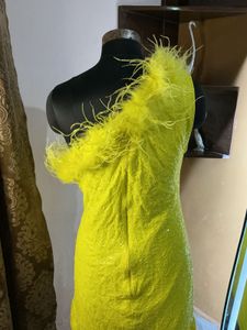 Sparkling Yellow Feather Dress