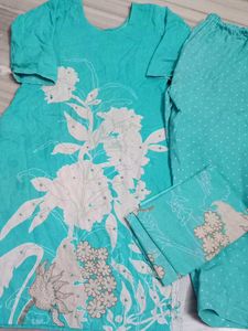 L Size Cotton Kurti Set With  duptta