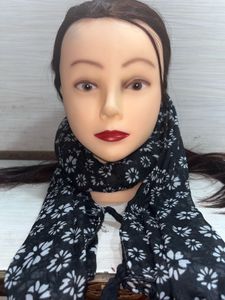 Floral Print Scarf - Black & White