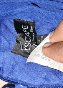 [Xscape Royal Blue Ruched Designer Dress]