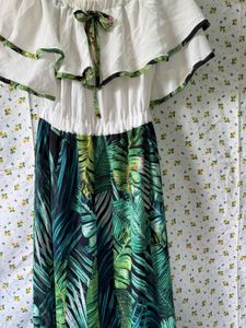 Tropical Print Off-Shoulder Dress