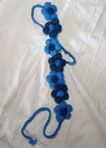 Blue Crochet Flower Headband
