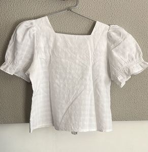 White Puff Sleeve Top