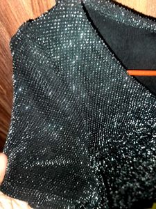 Sparkly Black V-Neck Top