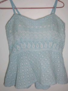 Cute Blue Embroidered Top
