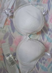 White Lace Trim Bra