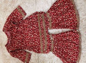 Red Floral Sharara Suit