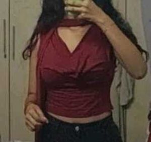 RED tie up cowl top
