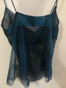 Vintage Style Sheer Mango Embellished Cami Top