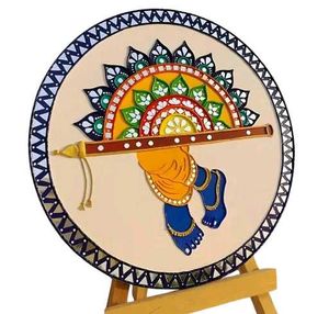 Krishna's Divine Feet and Flute Lippan Art🎨