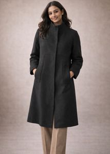 Elegant Black Wool Blend Coat