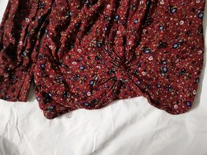 Flower Print Shirt Pattern Crop Top