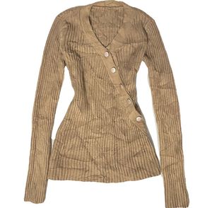 Ribbed Knit Button-Up Top