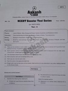 Aakash Institute NEET NCERT Booster Test Series (8 Part Syllabus Tests) 720 marks Mock Test Papers (pdf solutions available)