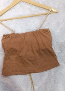 Brown Lace-Up Corset Top