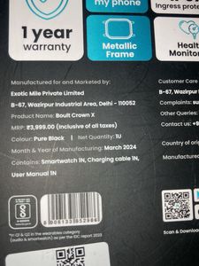 Boult Crown X Smartwatch - Like New!