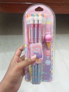 New Cute Set Of 12 Pencils With Eraser