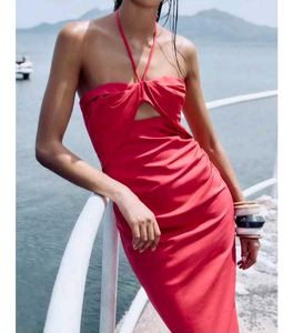 ZARA Red Halter Midi Dress