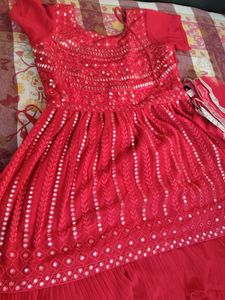 Dark Pink  Embroidered Sharara Set