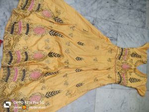 Embroidered Yellow Anarkali Dress