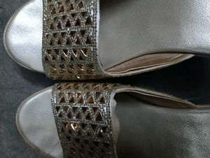 Elegant Gold Wedge Heel Slides