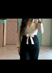 Beige waist wrap top