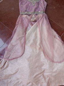 Girl&#39;s Embellished Pink Lehenga Choli
