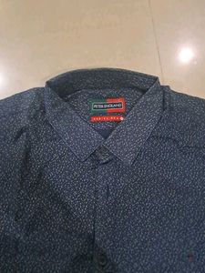 Peter England Navy Blue Party Wear Shirt