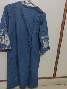 Denim Embroidered Top