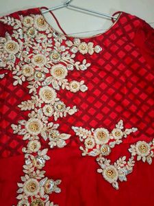 Elegant Red Embroidered Saree
