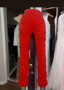 Pintrest Red Ruched Detail Leggings