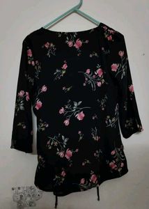 Floral Print Tie-Front Top