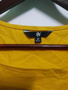 Fig Mustard Yellow Stylish Neck Top Women