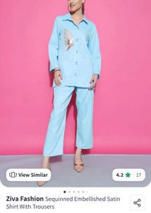 new Blue Embroidered co-ord set