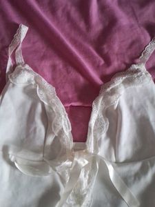 White Cami With Lace And Bow Tie Cropped