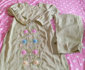 Embroidered Kurta &amp; Pant Set