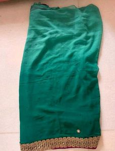 Sea Green Embroidered Saree With Blouse