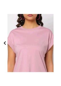 Women&#39;s Light Pink Solid Cap Sleeve Cotton T-Shirt