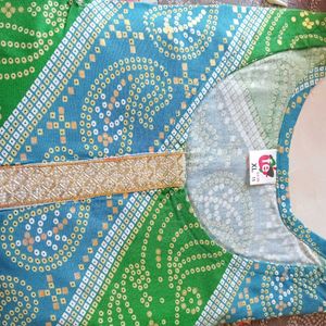 (New)Green &amp; Blue Printed Kurta