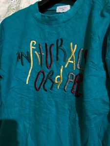 Embroidered Teal Sweatshirt