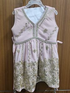 Pink & Gold Embroidered Girls' Outfit