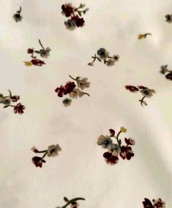 Cream Floral Printed Tie-Up Neck Top