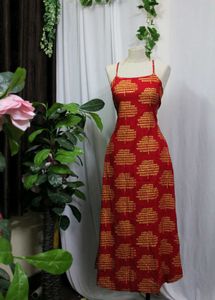 Max Red Color Printed Aline Dress