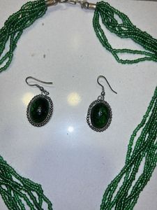 Green Beaded Necklace Set