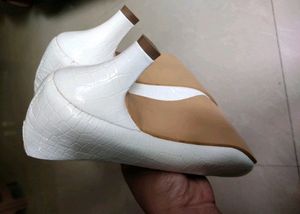 White Croc Kitten Heels