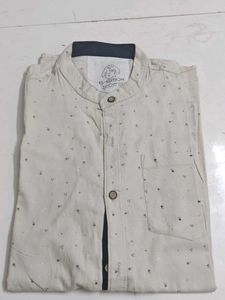 Beige Dotted Button-Up Shirt