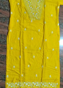 Yellow Embroidered Kurti