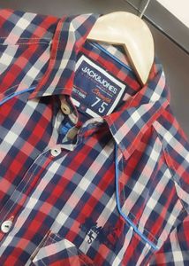 Red🔴 &amp; Navy Blue Check Printed Shirt For 38 Chest