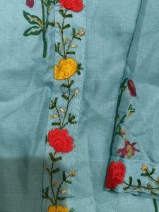 Girls wear Floral Embroidered Kurti With Palazzo