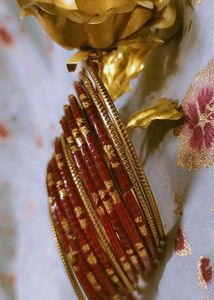 Red &amp; Gold Bangles (Set of 12)
